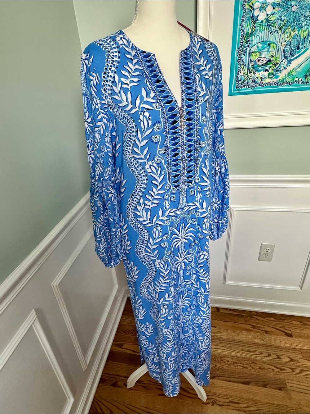 Lilly Pulitzer Laurelie Caftan Maxi Dress Abaco Blue Have It Both Rays NWT Sz 2 - Picture 4 of 17